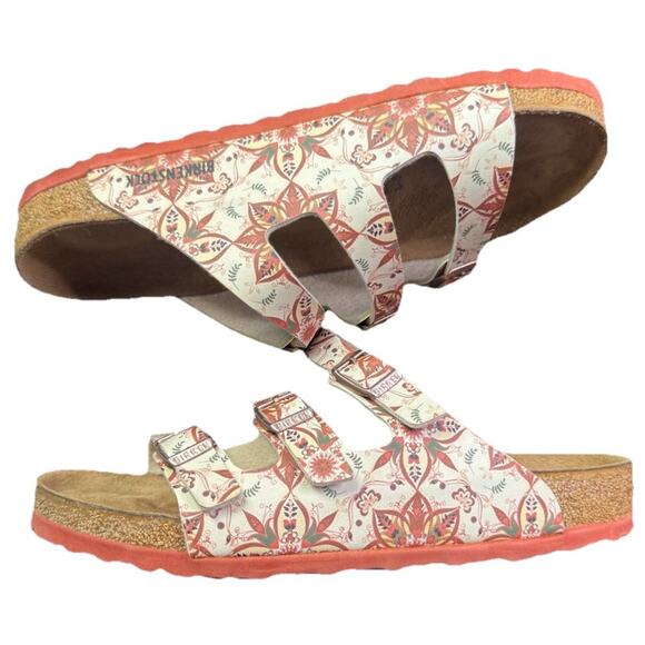 Birkenstock Florida Birko-flor Boho Flowers Earth Red Women’s Size 41 10 10.5 - Picture 6 of 8